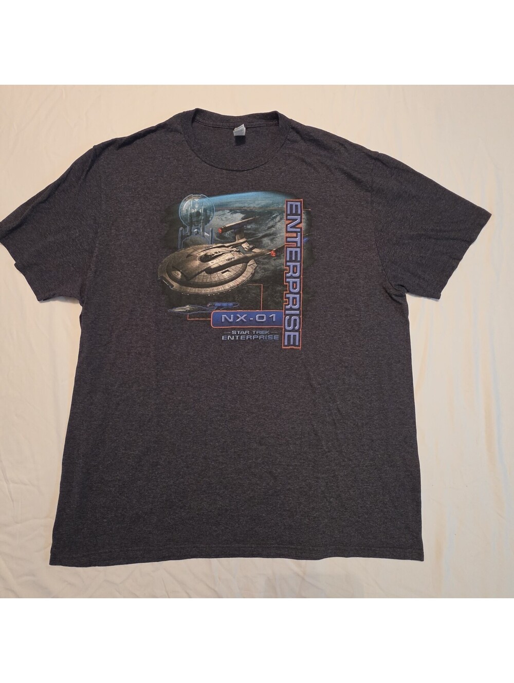 Star Trek Enterprise NX-01 Graphic T-Shirt XL Jerzees Gray Sci-Fi